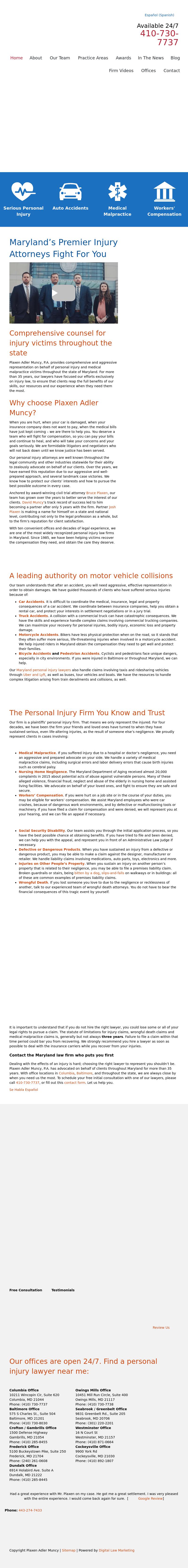 Plaxen & Adler PA - Baltimore  MD Lawyers